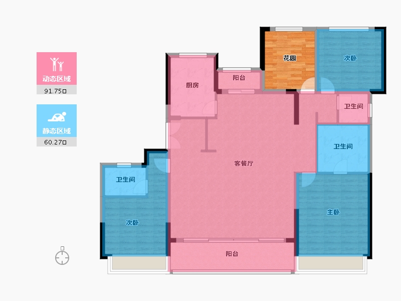 湖南省-长沙市-国宸府｜旭辉·龙光·金地商置-148.01-户型库-动静分区