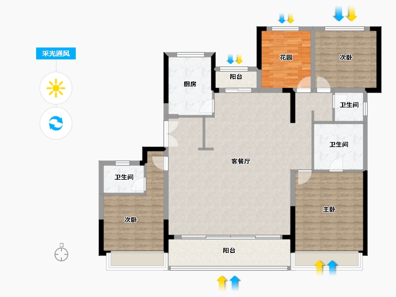 湖南省-长沙市-国宸府｜旭辉·龙光·金地商置-148.01-户型库-采光通风