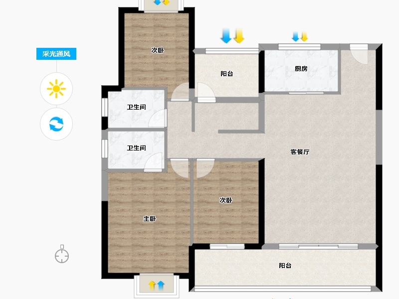 湖南省-长沙市-金地峯范-115.02-户型库-采光通风