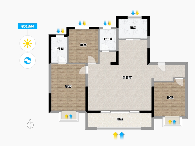 江苏省-徐州市-上东区-105.88-户型库-采光通风