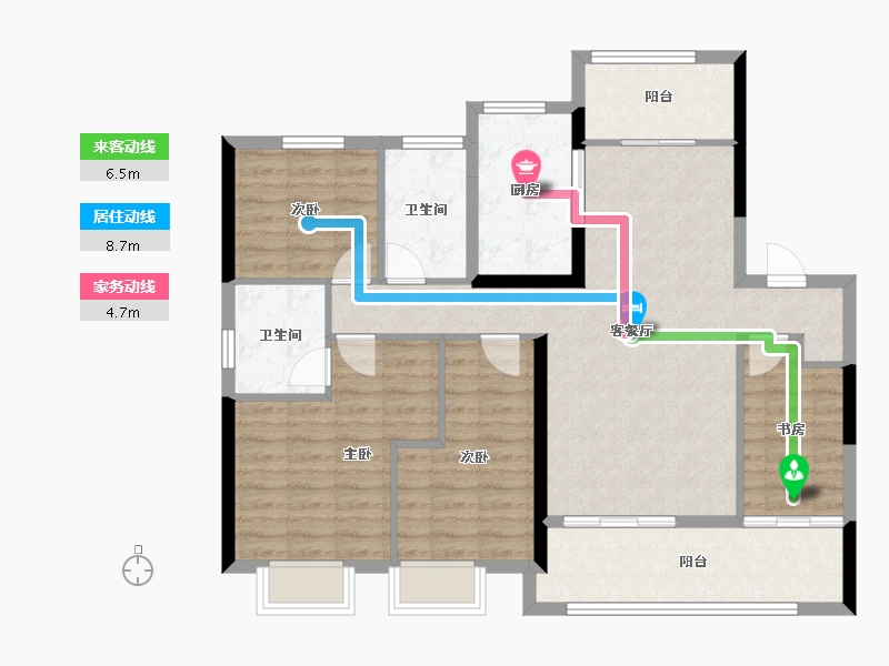 湖南省-长沙市-长沙北中心·保利时代-101.95-户型库-动静线