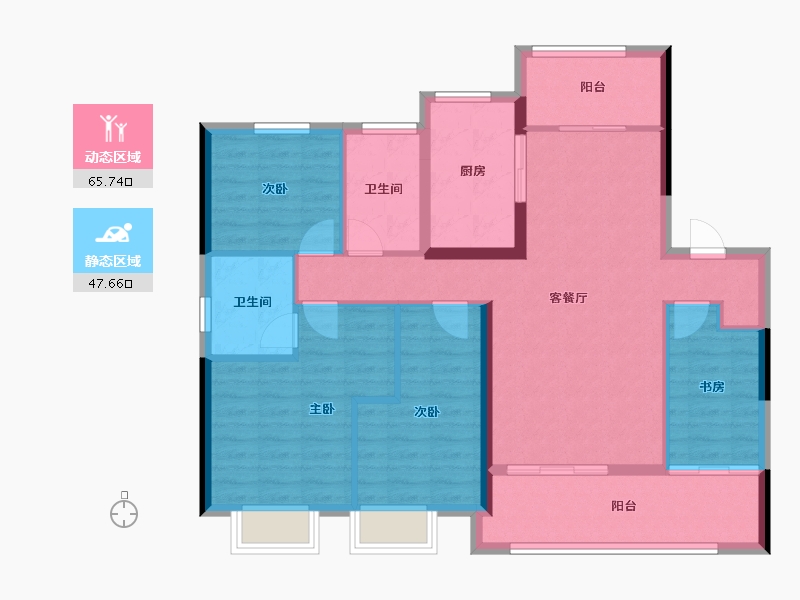 湖南省-长沙市-长沙北中心·保利时代-101.95-户型库-动静分区