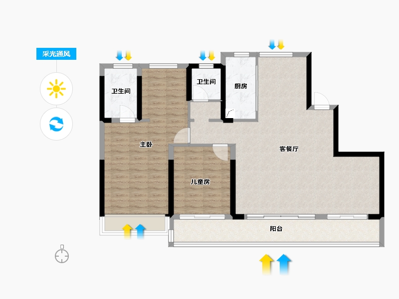 浙江省-温州市-玖望云邸-106.00-户型库-采光通风