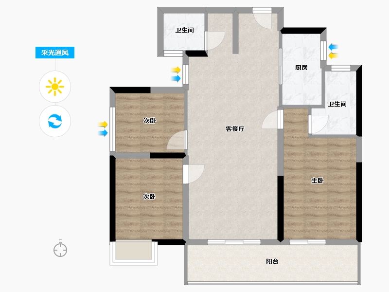 湖南省-长沙市-梦想枫林湾-120.00-户型库-采光通风