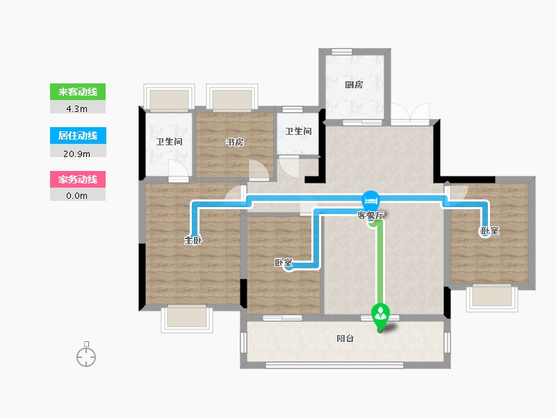 贵州省-遵义市-中海九樾-123.00-户型库-动静线