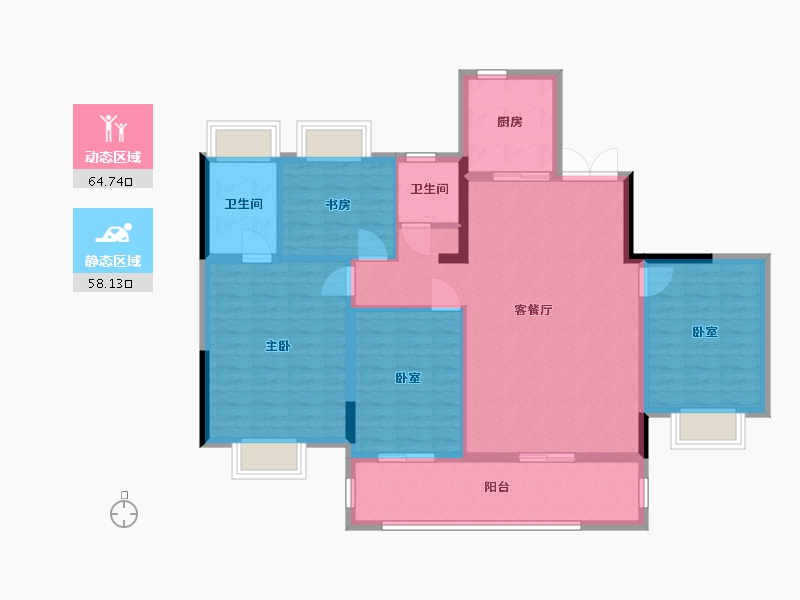 贵州省-遵义市-中海九樾-123.00-户型库-动静分区