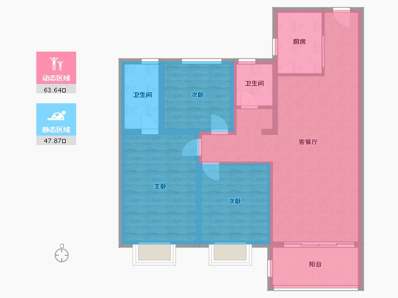 陕西省-咸阳市-乾盛·熙悦台-100.00-户型库-动静分区