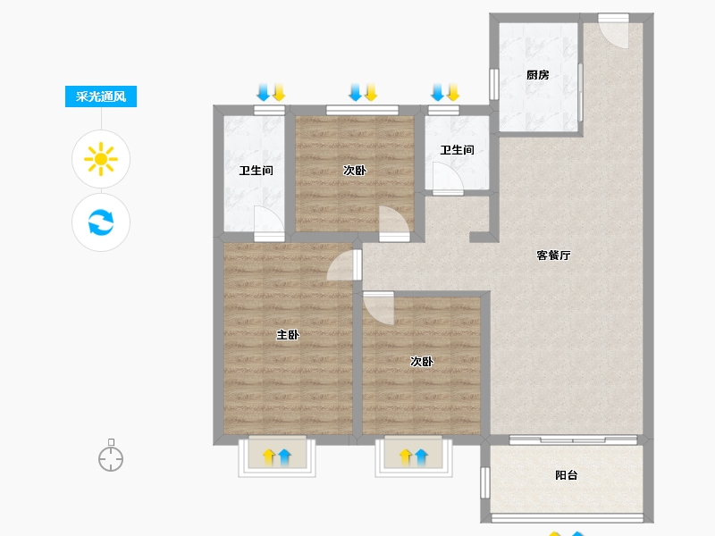 陕西省-咸阳市-乾盛·熙悦台-100.00-户型库-采光通风