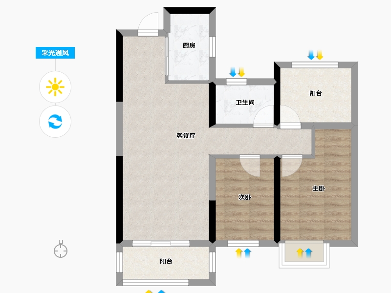 湖南省-长沙市-长沙北中心·保利时代-64.64-户型库-采光通风