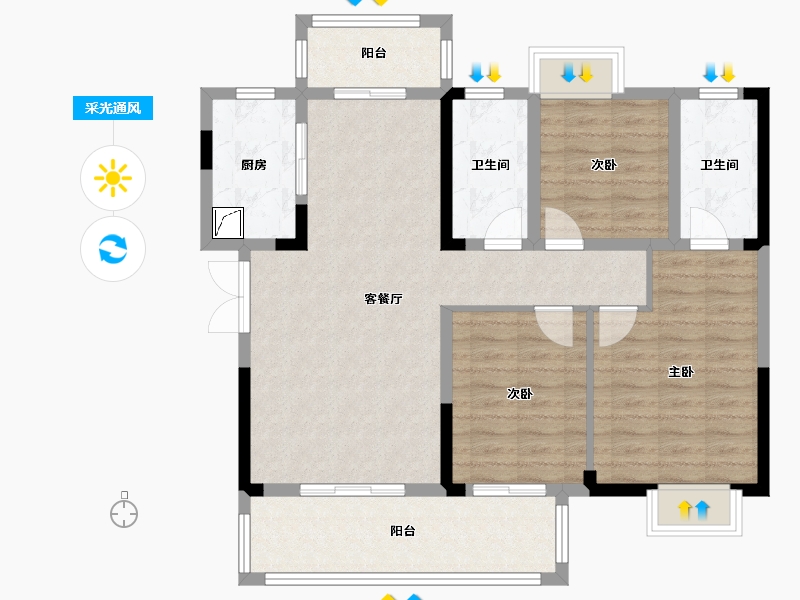 湖北省-宜昌市-一品江山-99.80-户型库-采光通风