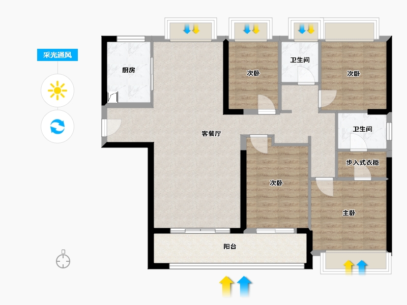 福建省-厦门市-钟宅南苑小区-120.00-户型库-采光通风