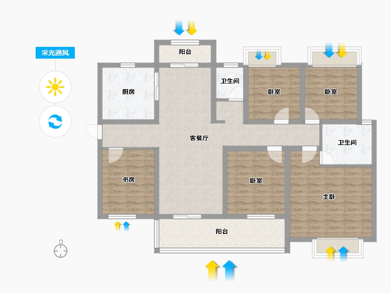 湖南省-株洲市-玫瑰园-169.97-户型库-采光通风