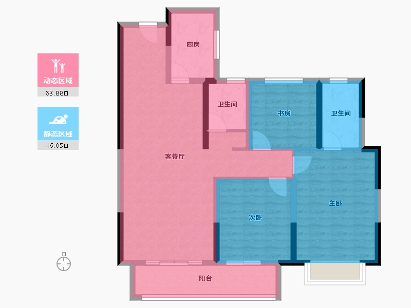 陕西省-咸阳市-华宇·金城相府-98.39-户型库-动静分区