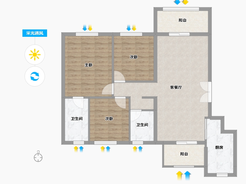 四川省-成都市-梓潼宫TOD梓潼四季汀兰-91.35-户型库-采光通风