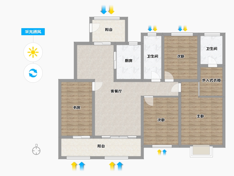 山东省-菏泽市-曹州毛胡同-143.00-户型库-采光通风