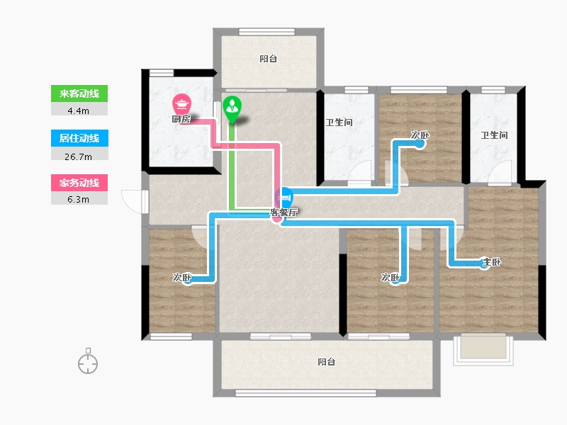 湖南省-长沙市-长沙北中心·保利时代-114.00-户型库-动静线