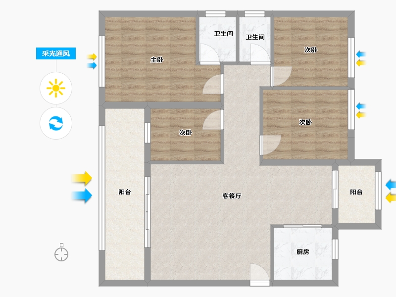 福建省-福州市-恒宇国际公馆-110.00-户型库-采光通风