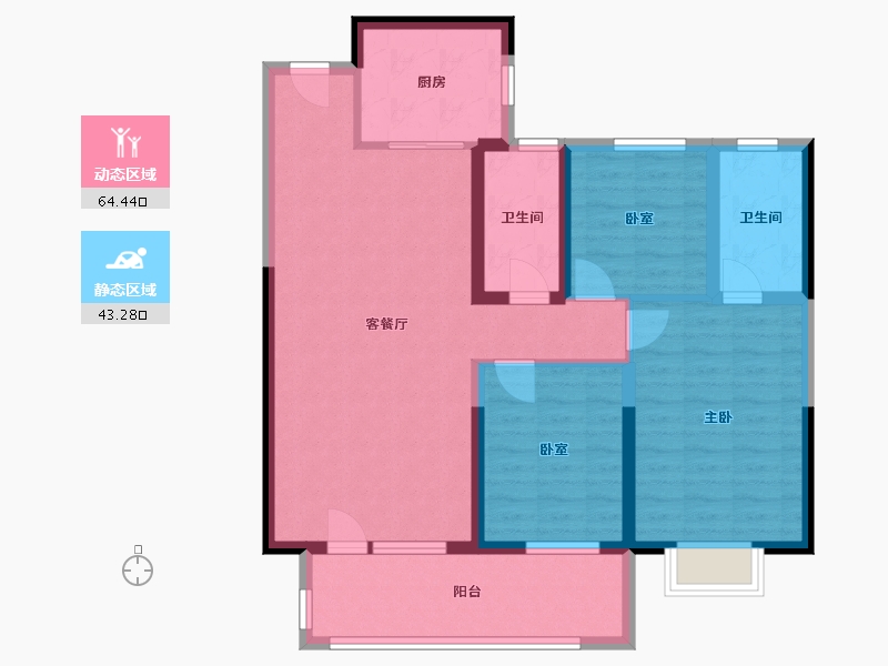 山东省-德州市-弘明·澜湖郡-96.00-户型库-动静分区