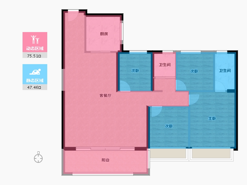 陕西省-西安市-西安碧桂园高新云墅-112.00-户型库-动静分区