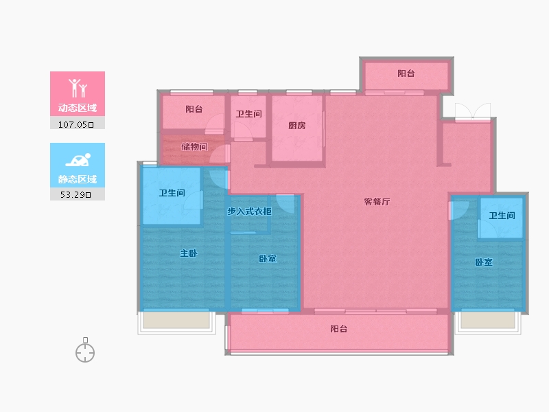 湖南省-长沙市-美的·云樾-144.79-户型库-动静分区