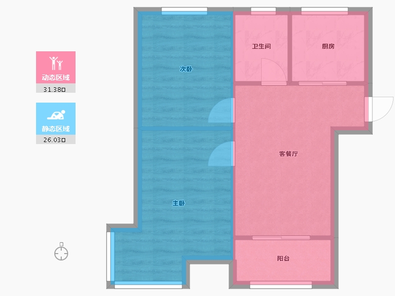 辽宁省-大连市-大华爱琴湾-56.60-户型库-动静分区