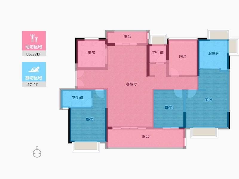 广东省-广州市-雅居乐海伦堡溪境花园-128.00-户型库-动静分区