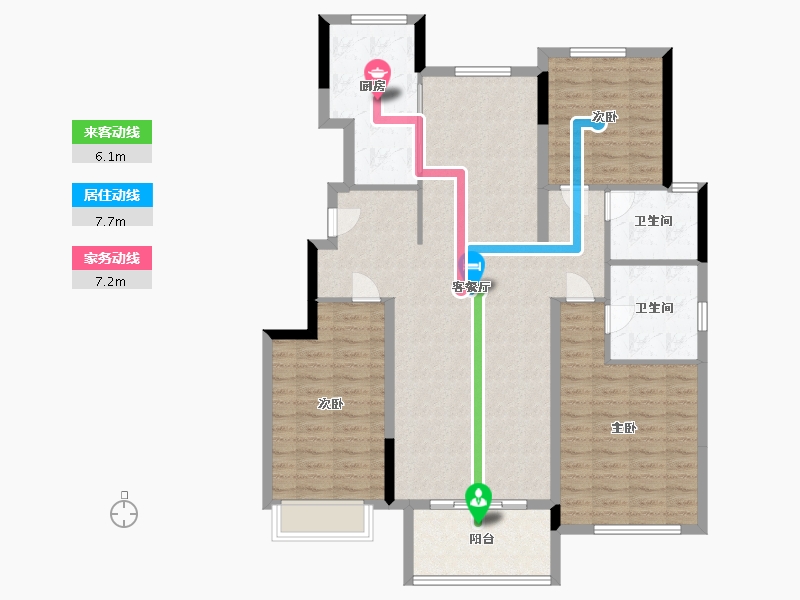 山东省-烟台市-中冶沁海云墅-120.00-户型库-动静线