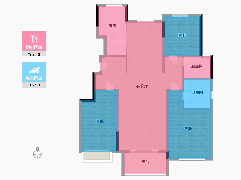 山东省-烟台市-中冶沁海云墅-120.00-户型库-动静分区