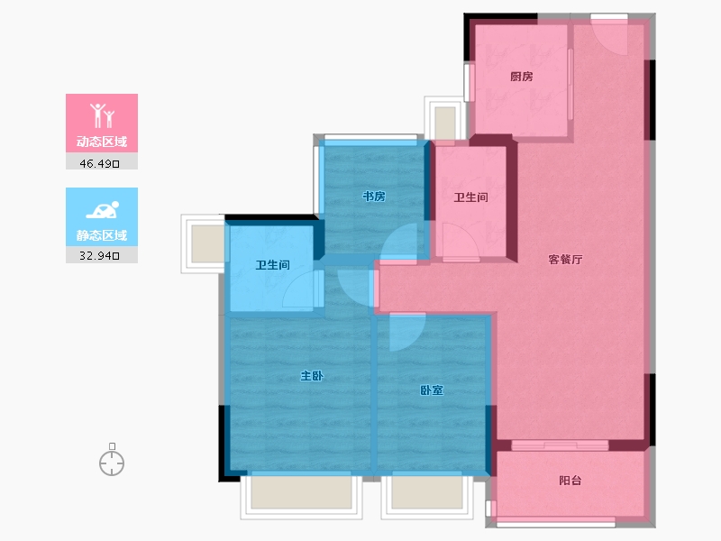 广东省-广州市-雅居乐海伦堡溪境花园-70.40-户型库-动静分区