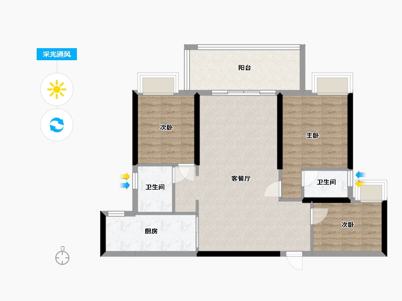 广东省-惠州市-天翔湖沁庭-100.00-户型库-采光通风