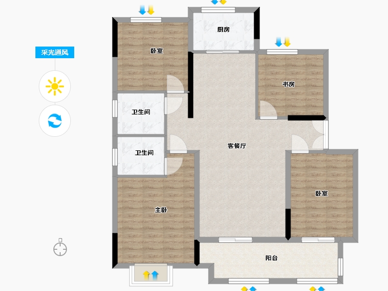 江苏省-连云港市-万达广场·泰达城品鉴中心-110.00-户型库-采光通风