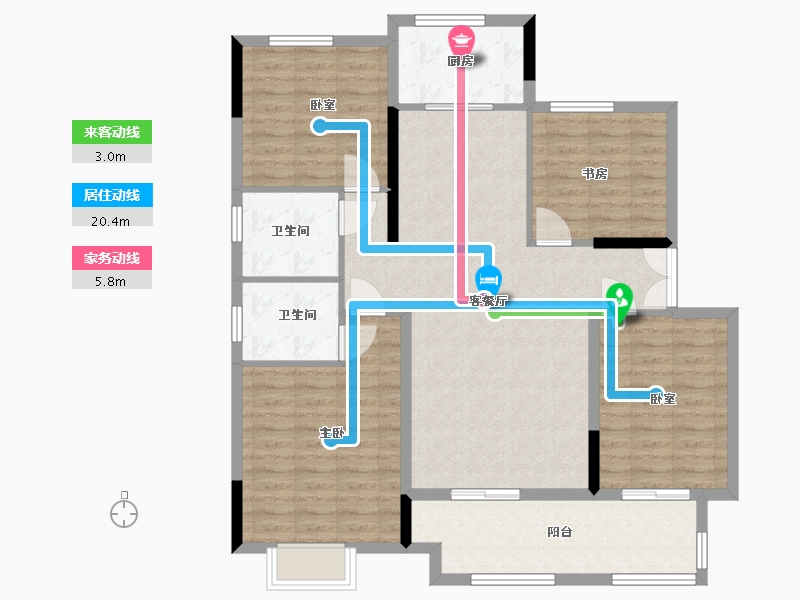 江苏省-连云港市-万达广场·泰达城品鉴中心-110.00-户型库-动静线