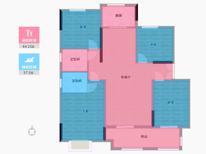 江苏省-连云港市-万达广场·泰达城品鉴中心-110.00-户型库-动静分区