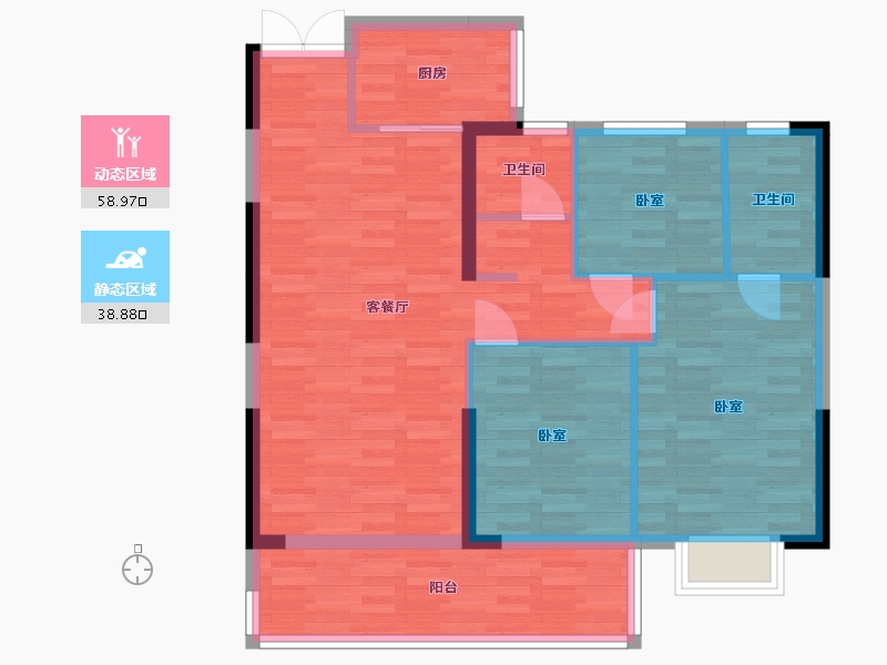 湖北省-宜昌市-鹏顺观山云筑-43.05-户型库-动静分区