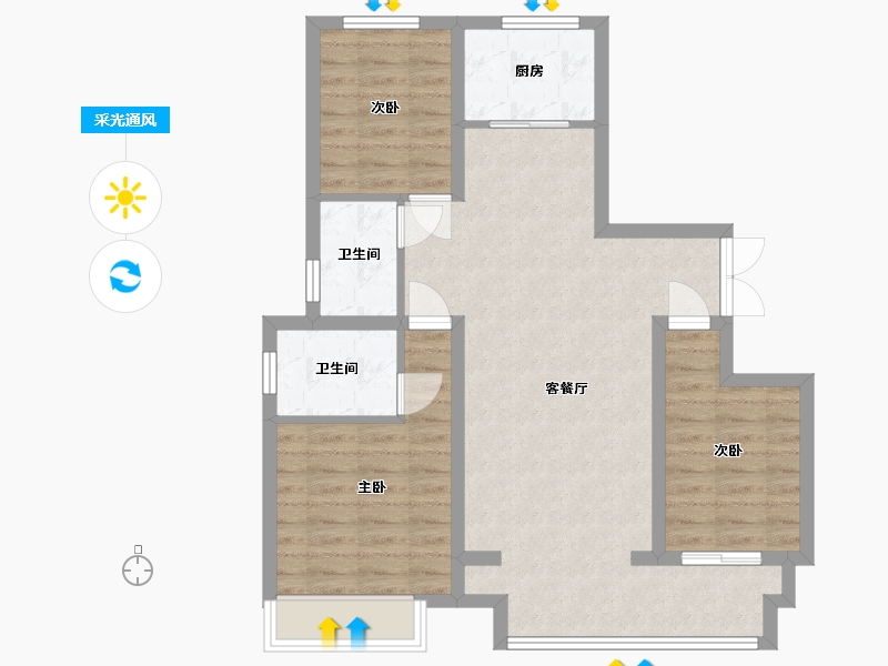 河南省-郑州市-朗曼新城-89.00-户型库-采光通风