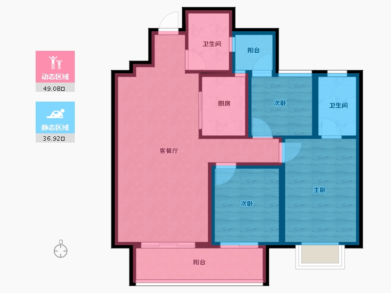 河北省-邢台市-蓝城雅园-76.14-户型库-动静分区