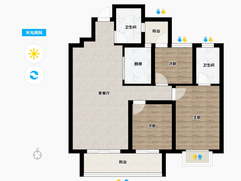 河北省-邢台市-蓝城雅园-76.14-户型库-采光通风