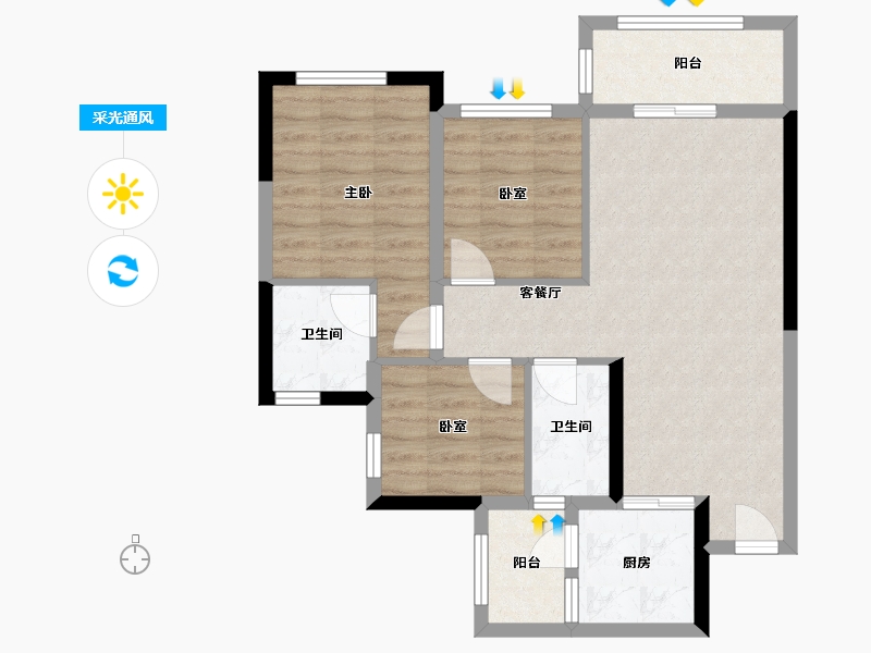 四川省-成都市-滨江玺樾-72.56-户型库-采光通风