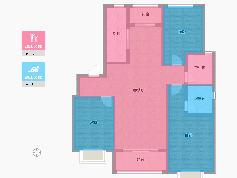 河北省-邢台市-蓝城雅园-96.70-户型库-动静分区