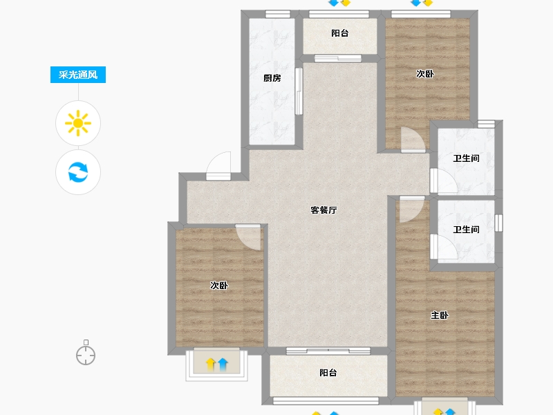 河北省-邢台市-蓝城雅园-96.70-户型库-采光通风