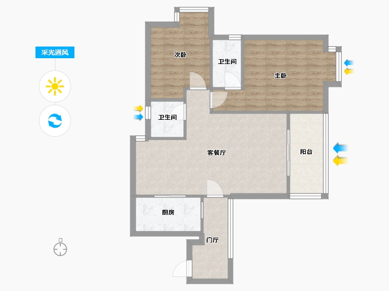 四川省-成都市-中房·红枫岭-三期-73.00-户型库-采光通风