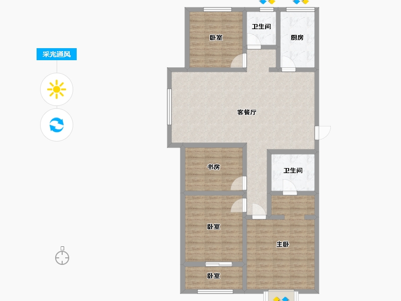 山东省-菏泽市-烟庄新村-110.00-户型库-采光通风