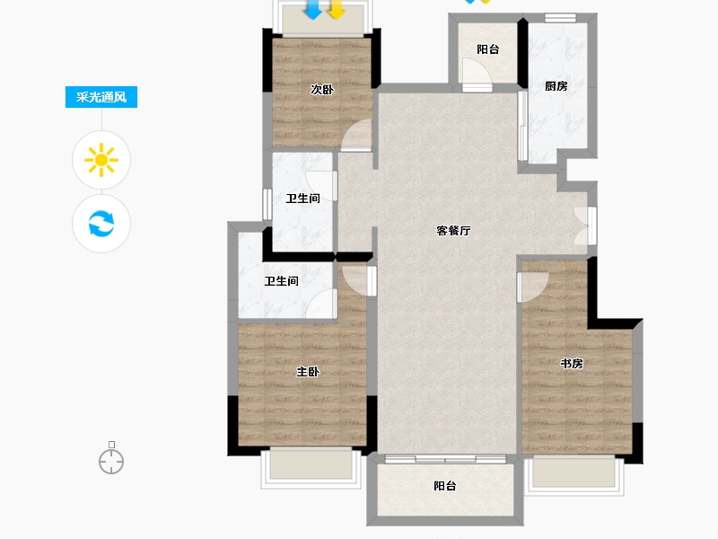 四川省-成都市-牧山溪岸-94.72-户型库-采光通风