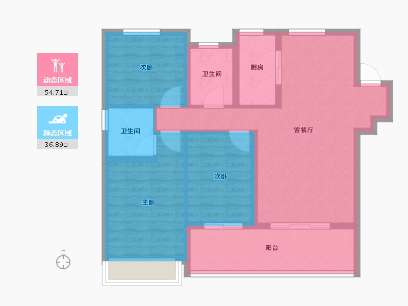 河北省-邢台市-蓝城雅园-81.78-户型库-动静分区