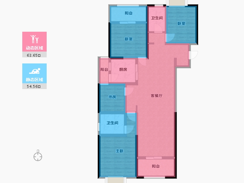 云南省-大理白族自治州-纳思城市春天-119.36-户型库-动静分区