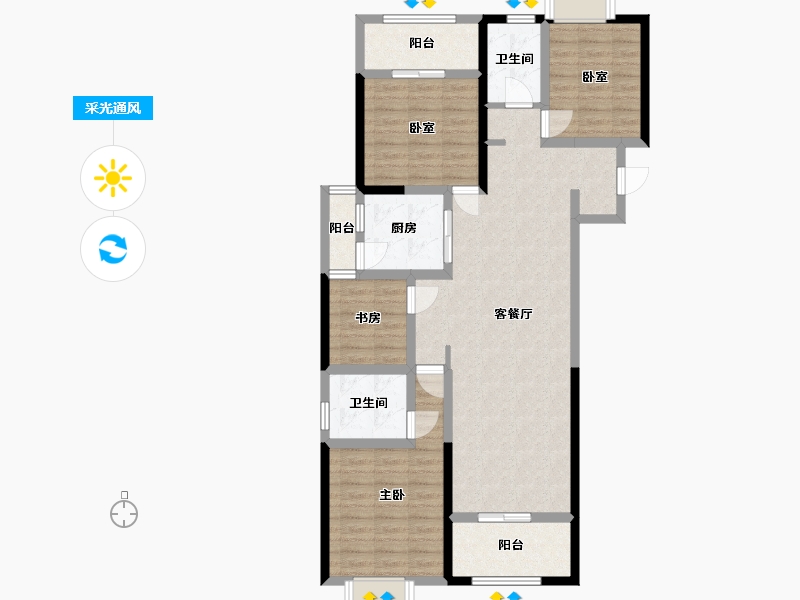 云南省-大理白族自治州-纳思城市春天-119.36-户型库-采光通风