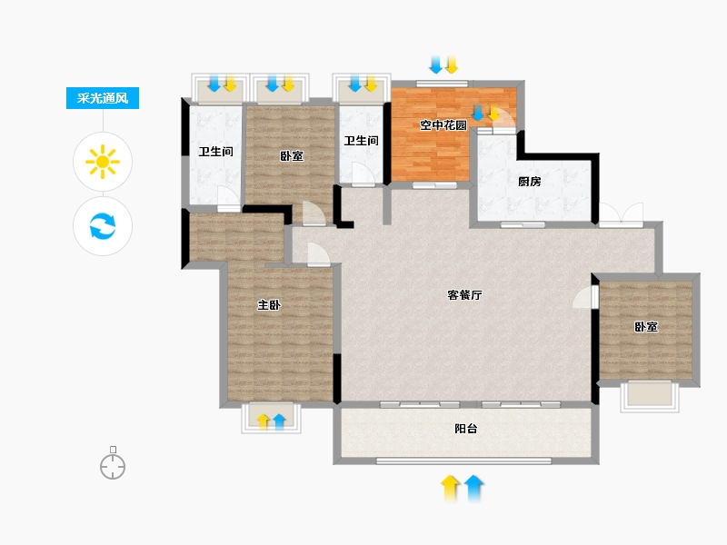 广东省-佛山市-保利中韵花园-149.00-户型库-采光通风