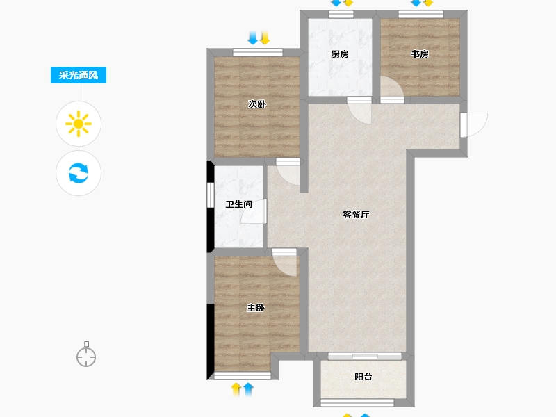 河北省-廊坊市-中和府-85.00-户型库-采光通风