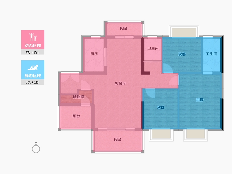 广西壮族自治区-贵港市-碧桂园城市之光-110.00-户型库-动静分区