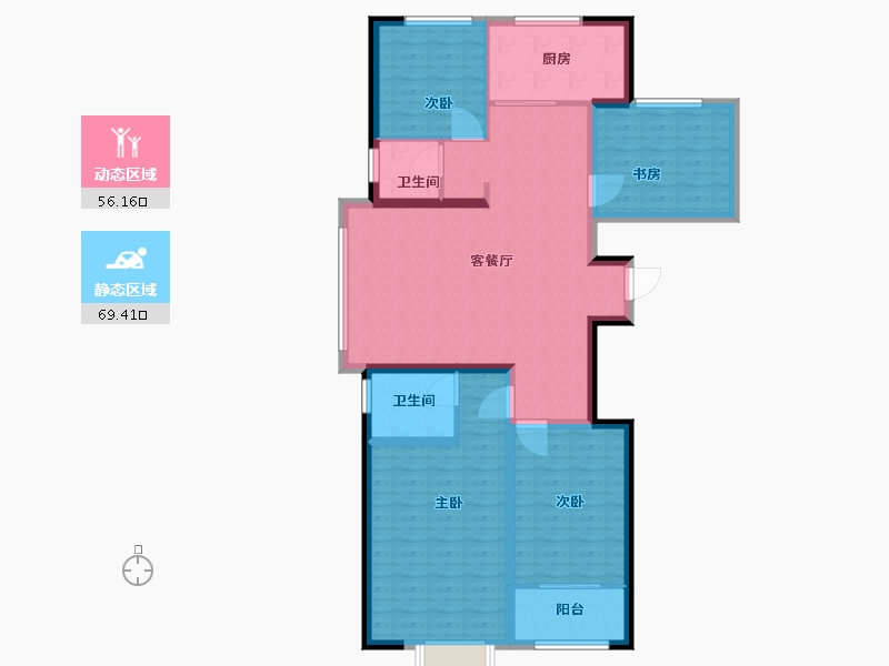 辽宁省-阜新市-万象新海天成-113.00-户型库-动静分区